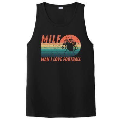 Milf I Love Football Retro Vintage Distressed Sunset Gift PosiCharge Competitor Tank