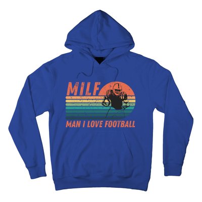 Milf I Love Football Retro Vintage Distressed Sunset Gift Hoodie