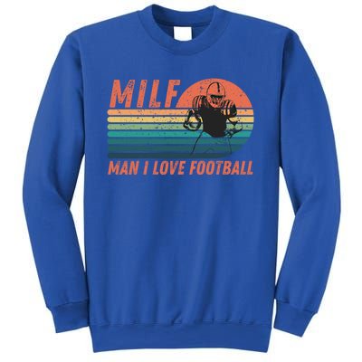 Milf I Love Football Retro Vintage Distressed Sunset Gift Sweatshirt