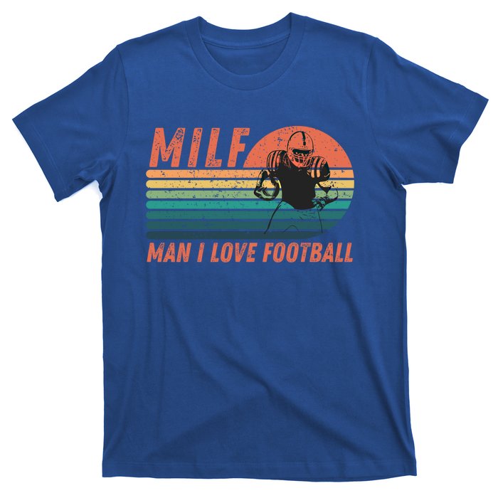 Milf I Love Football Retro Vintage Distressed Sunset Gift T-Shirt