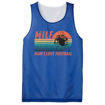 Milf I Love Football Retro Vintage Distressed Sunset Gift Mesh Reversible Basketball Jersey Tank