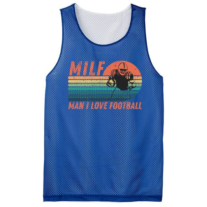 Milf I Love Football Retro Vintage Distressed Sunset Gift Mesh Reversible Basketball Jersey Tank