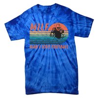 Milf I Love Football Retro Vintage Distressed Sunset Gift Tie-Dye T-Shirt