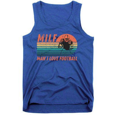 Milf I Love Football Retro Vintage Distressed Sunset Gift Tank Top