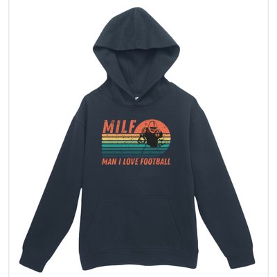 Milf I Love Football Retro Vintage Distressed Sunset Gift Urban Pullover Hoodie