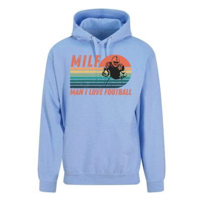 Milf I Love Football Retro Vintage Distressed Sunset Gift Unisex Surf Hoodie