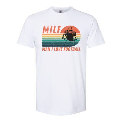 Milf I Love Football Retro Vintage Distressed Sunset Gift Softstyle CVC T-Shirt