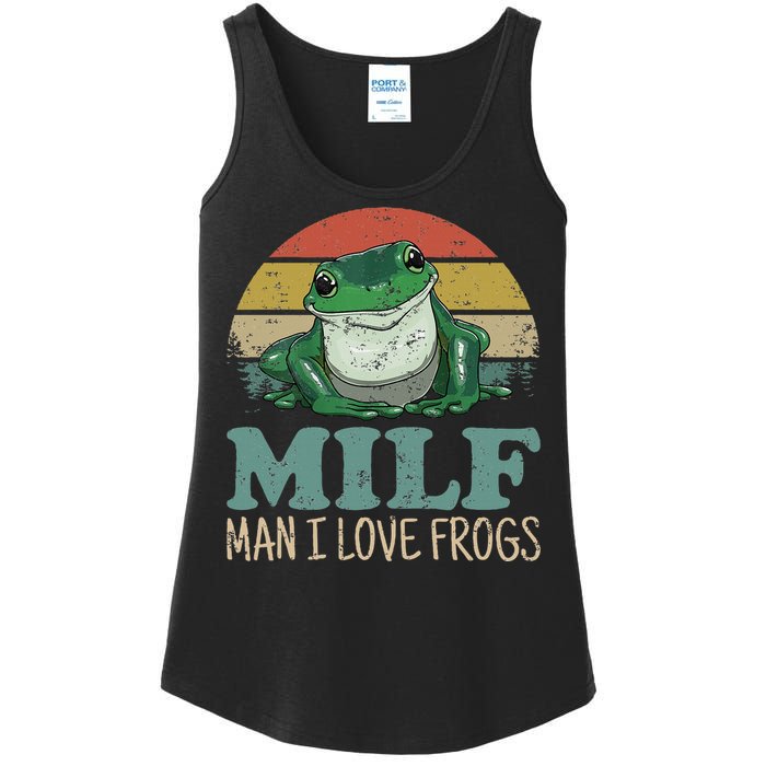 MILFMan I Love Frogs Funny Saying Ladies Essential Tank