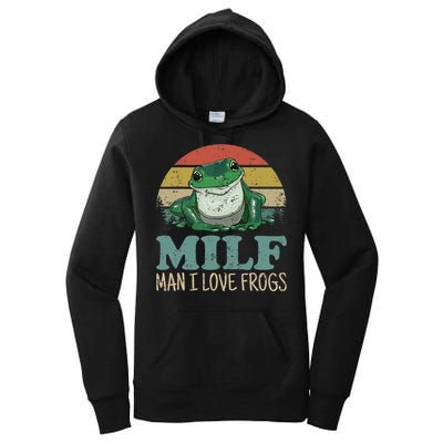 MILFMan I Love Frogs Funny Saying Women's Pullover Hoodie