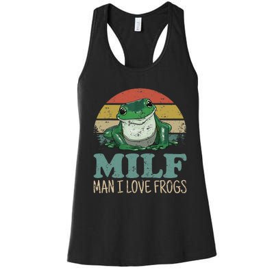 MILFMan I Love Frogs Funny Saying Women's Racerback Tank