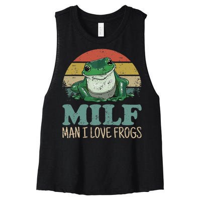 MILFMan I Love Frogs Funny Saying Women's Racerback Cropped Tank