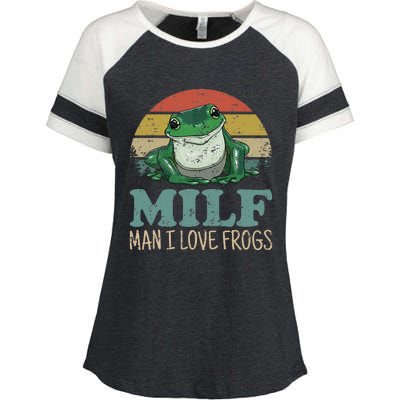 MILFMan I Love Frogs Funny Saying Enza Ladies Jersey Colorblock Tee