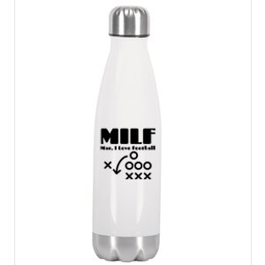 Milf I Love Football Football Season Funny Football Gift Stainless Steel Insulated Water Bottle