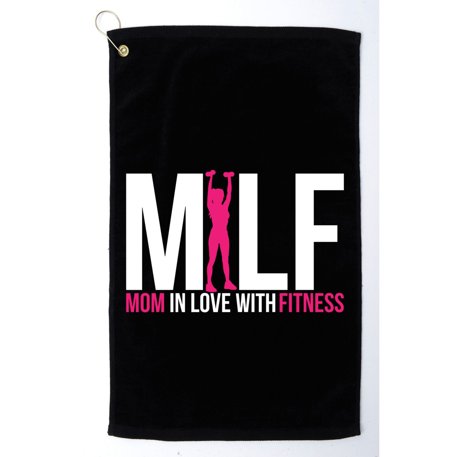 Mom In Love With Fitness Milf Funny Workout Mother Gym Gift Golf Towel