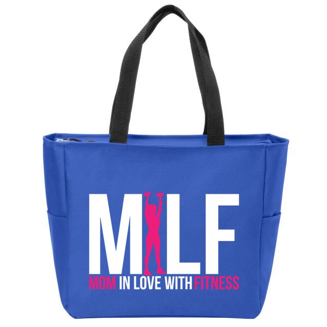 Mom In Love With Fitness Milf Funny Workout Mother Gym Gift Zip Tote Bag