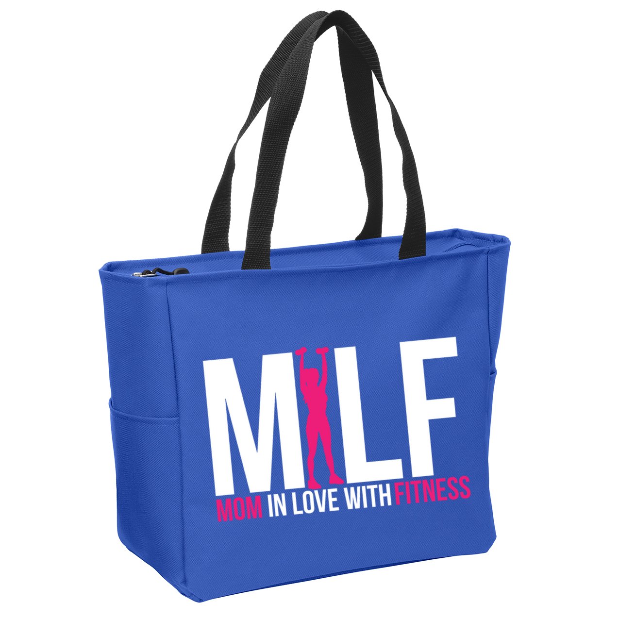 Mom In Love With Fitness Milf Funny Workout Mother Gym Gift Zip Tote Bag