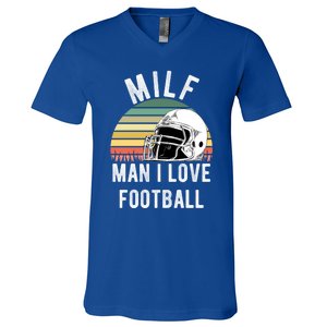 Milfgift I Love Football Fan Funny Rude Adult Humor Retro Meaningful Gift V-Neck T-Shirt