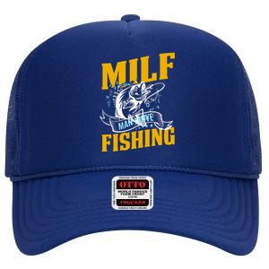 Man I Love Fishing MILF Hook Camping Fish Funny High Crown Mesh Back Trucker Hat