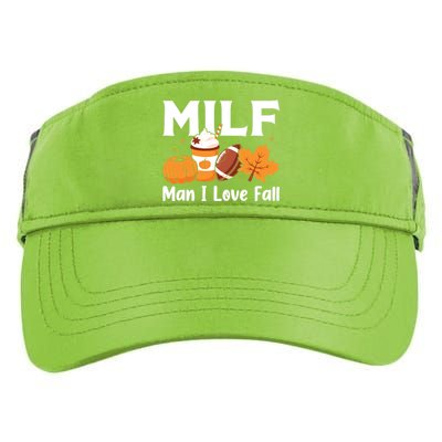 Man I Love Fall MILF Pumpkin Football Coffee Leaves Funny Adult Drive Performance Visor