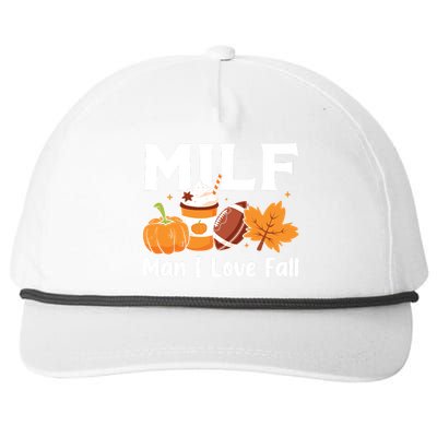 Man I Love Fall MILF Pumpkin Football Coffee Leaves Funny Snapback Five-Panel Rope Hat