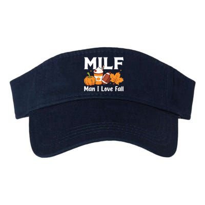 Man I Love Fall MILF Pumpkin Football Coffee Leaves Funny Valucap Bio-Washed Visor