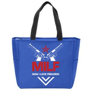 Milf I Love Firearms Gun Owners Patriotic Pro Usa Design Gift Zip Tote Bag