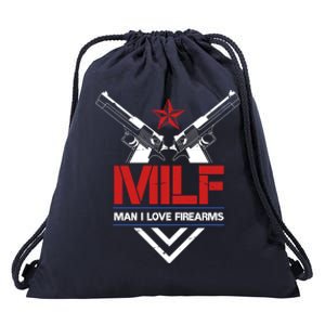 Milf I Love Firearms Gun Owners Patriotic Pro Usa Design Gift Drawstring Bag