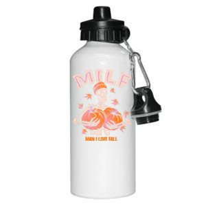 Milf I Love Fall Funny Skeleton Pumpkin Halloween Gift Aluminum Water Bottle