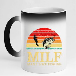 MILFMan I Love Fishing Funny Fishing Fishermen Fishing Tee 11oz Black Color Changing Mug