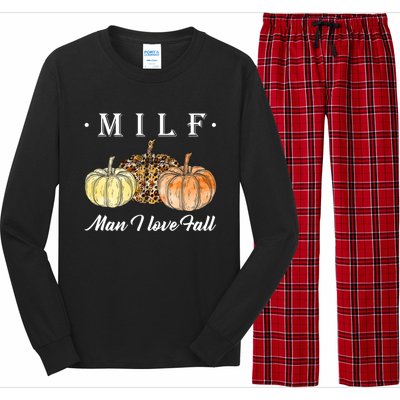 Milf I Love Fall Funny Pumpkin Autumn Lover Cute Gift Long Sleeve Pajama Set