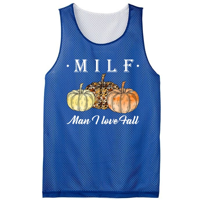 Milf I Love Fall Funny Pumpkin Autumn Lover Cute Gift Mesh Reversible Basketball Jersey Tank