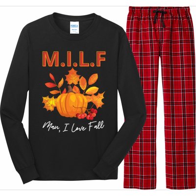 Milf I Love Fall Funny Seasonal Pumpkin Autumn Lover Gift Long Sleeve Pajama Set