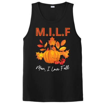 Milf I Love Fall Funny Seasonal Pumpkin Autumn Lover Gift PosiCharge Competitor Tank