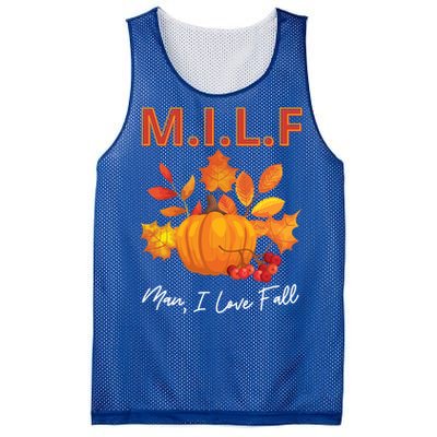 Milf I Love Fall Funny Seasonal Pumpkin Autumn Lover Gift Mesh Reversible Basketball Jersey Tank