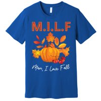 Milf I Love Fall Funny Seasonal Pumpkin Autumn Lover Gift Premium T-Shirt