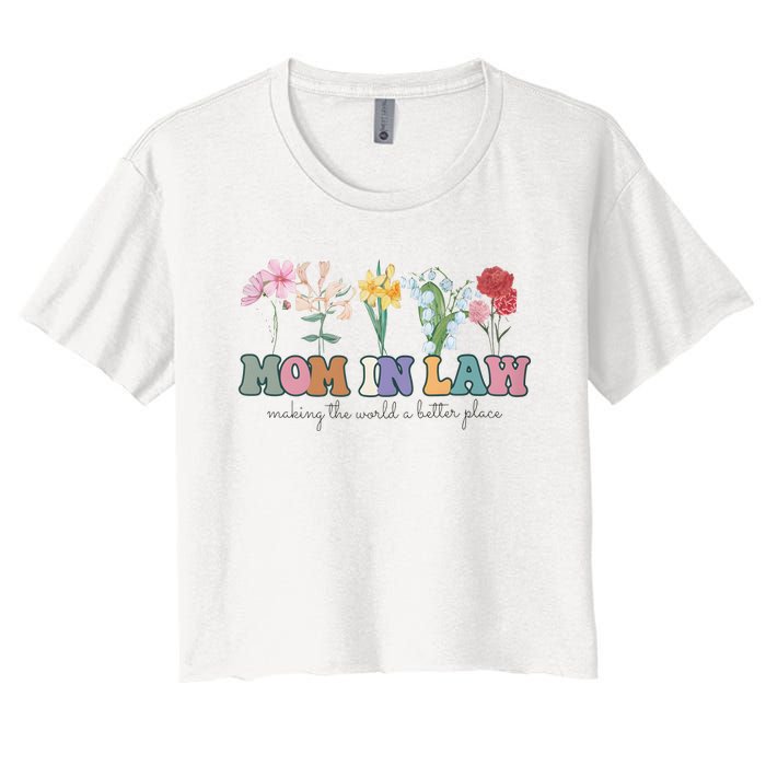 Mother In Law Mothers Day Gift For Mother Family Women's Crop Top Tee