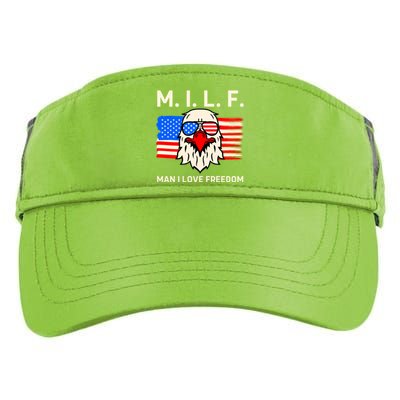 M I L F I Love Freedom Usa American Flag Gift Adult Drive Performance Visor