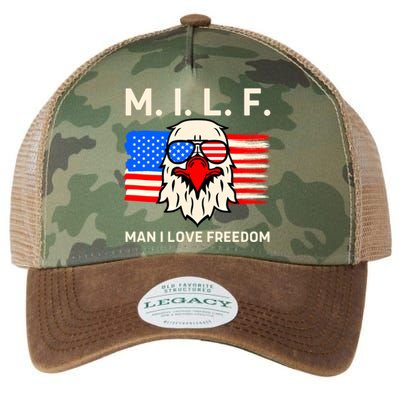 M I L F I Love Freedom Usa American Flag Gift Legacy Tie Dye Trucker Hat