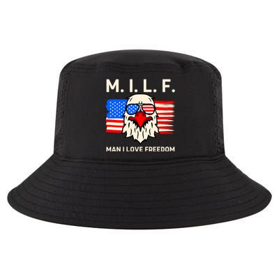 M I L F I Love Freedom Usa American Flag Gift Cool Comfort Performance Bucket Hat