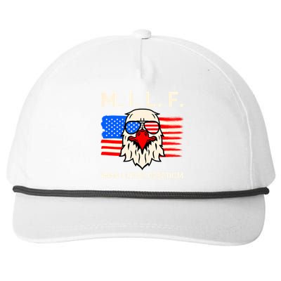 M I L F I Love Freedom Usa American Flag Gift Snapback Five-Panel Rope Hat