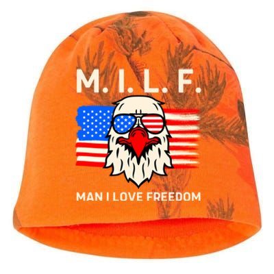 M I L F I Love Freedom Usa American Flag Gift Kati - Camo Knit Beanie