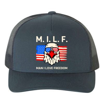 M I L F I Love Freedom Usa American Flag Gift Yupoong Adult 5-Panel Trucker Hat