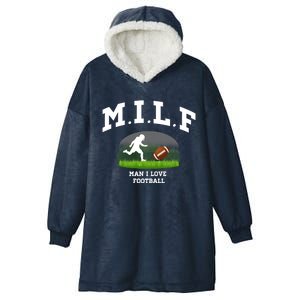 M I L F I Love Football Sunday Is Funday Quarterback Gift Hooded Wearable Blanket