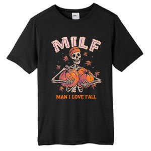 Milf I Love Fall Funny Skeleton Pumpkin Autumn Lover Great Gift Tall Fusion ChromaSoft Performance T-Shirt