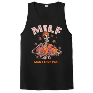 Milf I Love Fall Funny Skeleton Pumpkin Autumn Lover Great Gift PosiCharge Competitor Tank