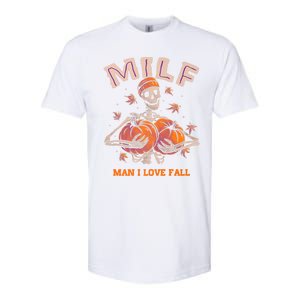 Milf I Love Fall Funny Skeleton Pumpkin Autumn Lover Great Gift Softstyle CVC T-Shirt