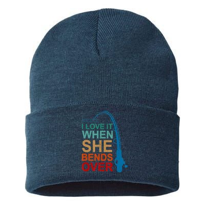 Men I Love It When She Bends Over Funny Fishing Sustainable Knit Beanie