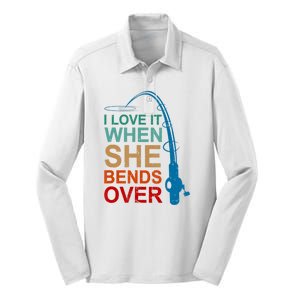 Men I Love It When She Bends Over Funny Fishing Silk Touch Performance Long Sleeve Polo