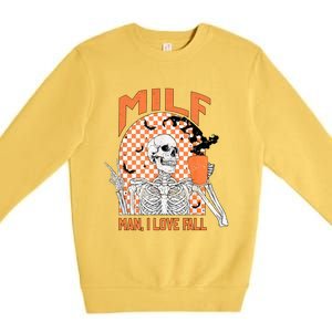 Milf I Love Fall Funny Skeleton Pumpkin Spice Funny Gift Premium Crewneck Sweatshirt