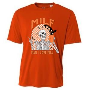 Milf I Love Fall Funny Skeleton Pumpkin Spice Funny Gift Cooling Performance Crew T-Shirt